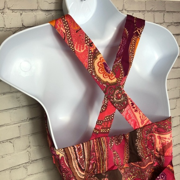 Mattox Halter Chiffon Party Dress Pink Orange Size 2 - Picture 5 of 13